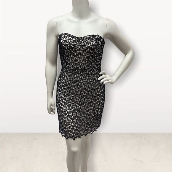 Cynthia Steffe Black & White Floral Strapless Dress - Picture 1 of 7